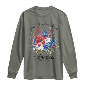 Floral 250th Anniversary Long Sleeve Shirt Faith Freedom Pride 4th of July 1776 2026