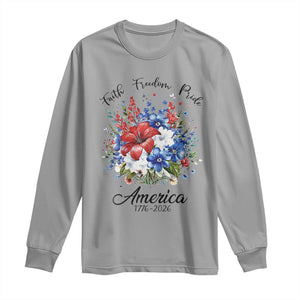 Floral 250th Anniversary Long Sleeve Shirt Faith Freedom Pride 4th of July 1776 2026
