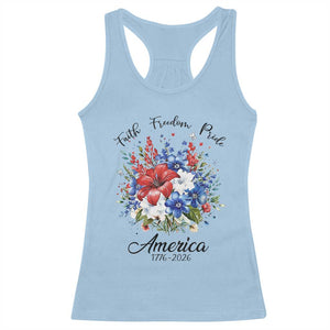Floral 250th Anniversary Racerback Tank Top Faith Freedom Pride 4th of July 1776 2026 TS11 Light Blue Print Your Wear