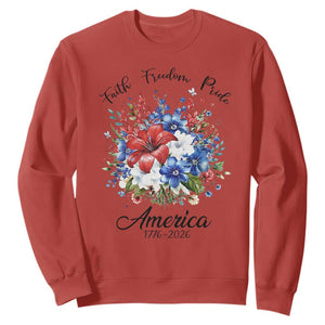 Floral 250th Anniversary Sweatshirt Faith Freedom Pride 4th of July 1776 2026 TS11 Red Print Your Wear
