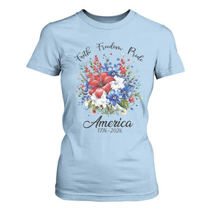 Floral 250th Anniversary T Shirt For Women Faith Freedom Pride 4th of July 1776 2026