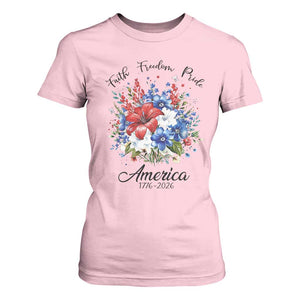 Floral 250th Anniversary T Shirt For Women Faith Freedom Pride 4th of July 1776 2026