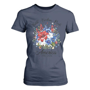 Floral 250th Anniversary T Shirt For Women Faith Freedom Pride 4th of July 1776 2026