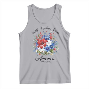Floral 250th Anniversary Tank Top Faith Freedom Pride 4th of July 1776 2026 TS11 Athletic Heather Print Your Wear