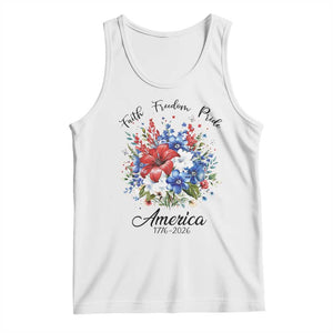 Floral 250th Anniversary Tank Top Faith Freedom Pride 4th of July 1776 2026 TS11 White Print Your Wear