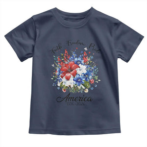 Floral 250th Anniversary Toddler T Shirt Faith Freedom Pride 4th of July 1776 2026