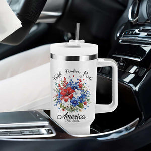 Floral 250th Anniversary Tumbler With Handle Faith Freedom Pride 4th of July 1776 2026 TS11 Print Your Wear