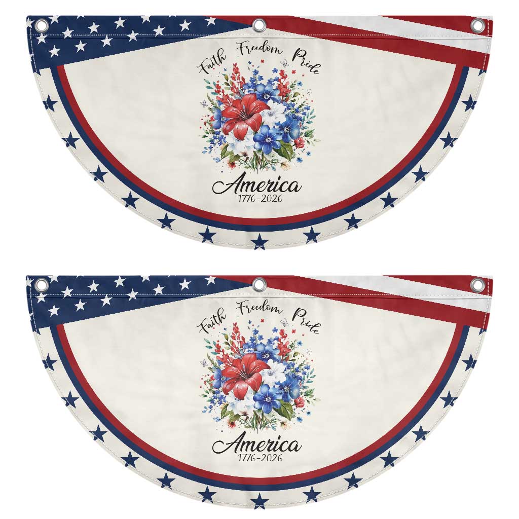 Floral 250th Anniversary Patriotic Fan Flag Faith Freedom Pride 4th of July 1776 2026