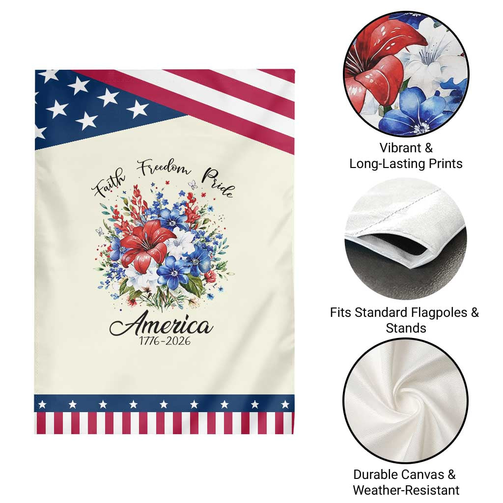 Floral 250th Anniversary Patriotic Garden Flag Faith Freedom Pride 4th of July 1776 2026 TS11 Print Your Wear