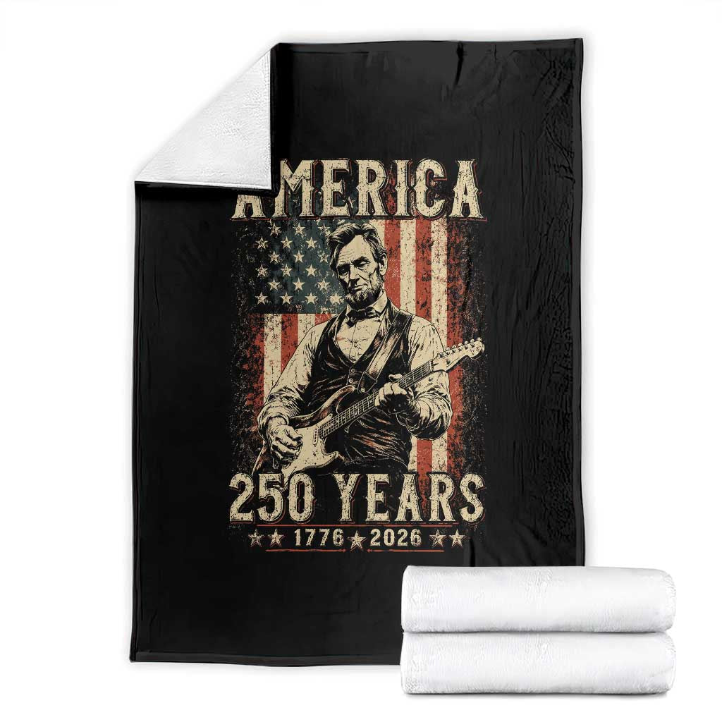 Abraham Lincoln Playing Guitar 4th July US 250th Anniversary Throw Blanket TS11 Black Print Your Wear