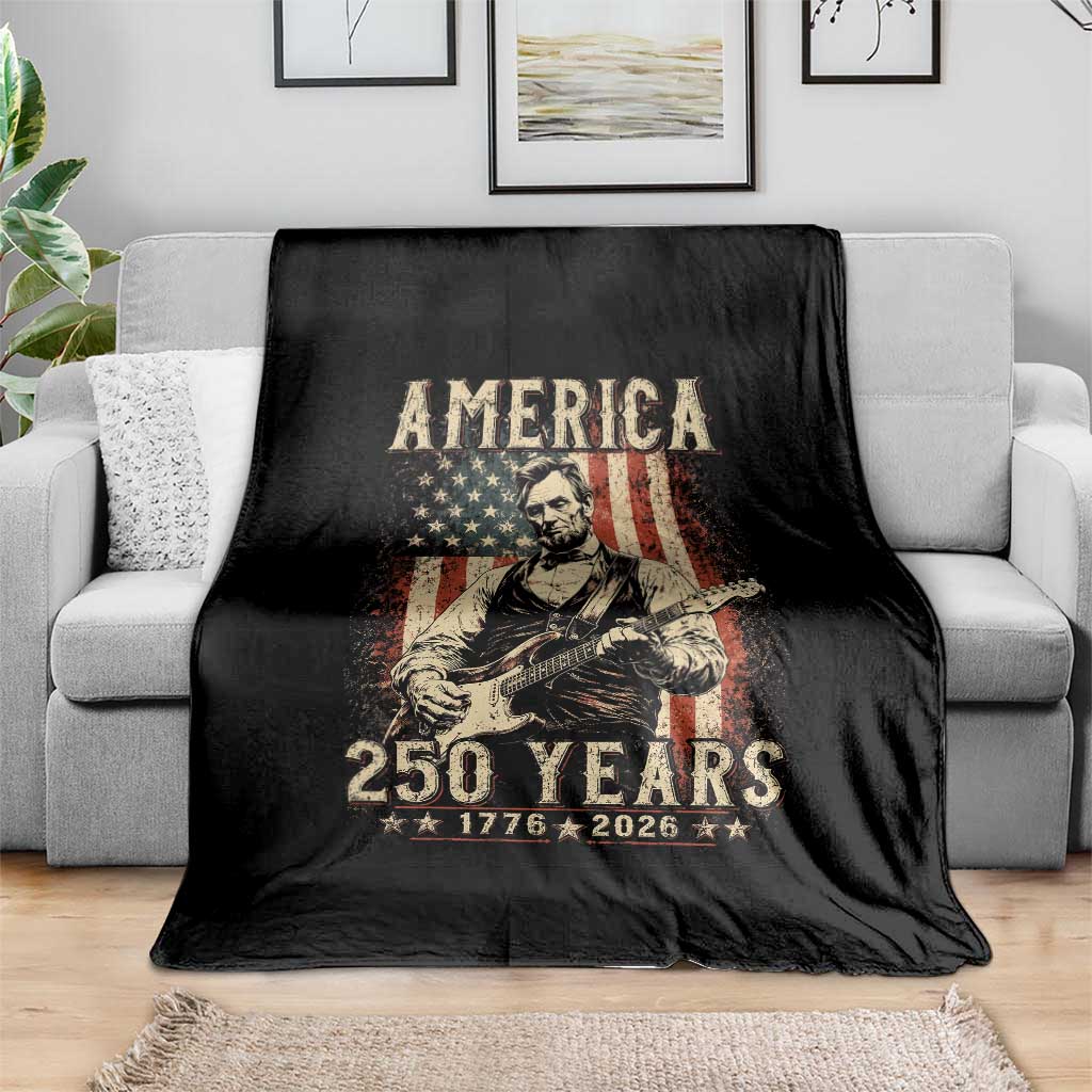 Abraham Lincoln Playing Guitar 4th July US 250th Anniversary Throw Blanket TS11 Print Your Wear