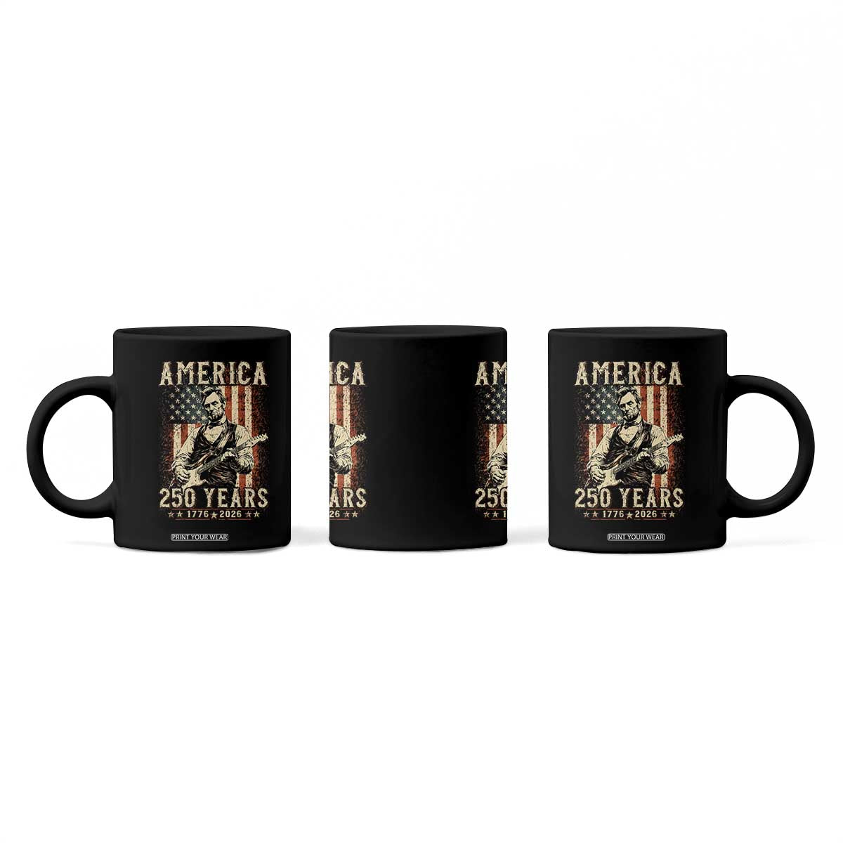 Abraham Lincoln Playing Guitar 4th July US 250th Anniversary Coffee Mug TS11 Print Your Wear