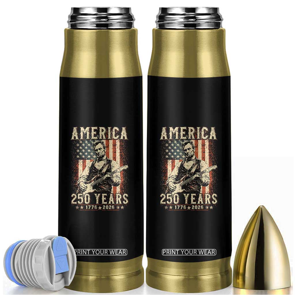 Abraham Lincoln Playing Guitar 4th July US 250th Anniversary Bullet Tumbler TS11 Black Print Your Wear