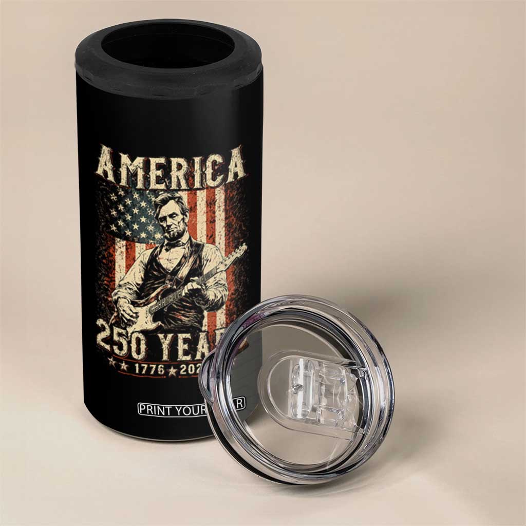 Abraham Lincoln Playing Guitar 4th July US 250th Anniversary 4 in 1 Can Cooler Tumbler TS11 Print Your Wear