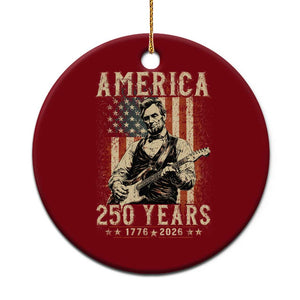 Abraham Lincoln Playing Guitar 4th July US 250th Anniversary Ceramic Ornament TS11 1pc Red Print Your Wear