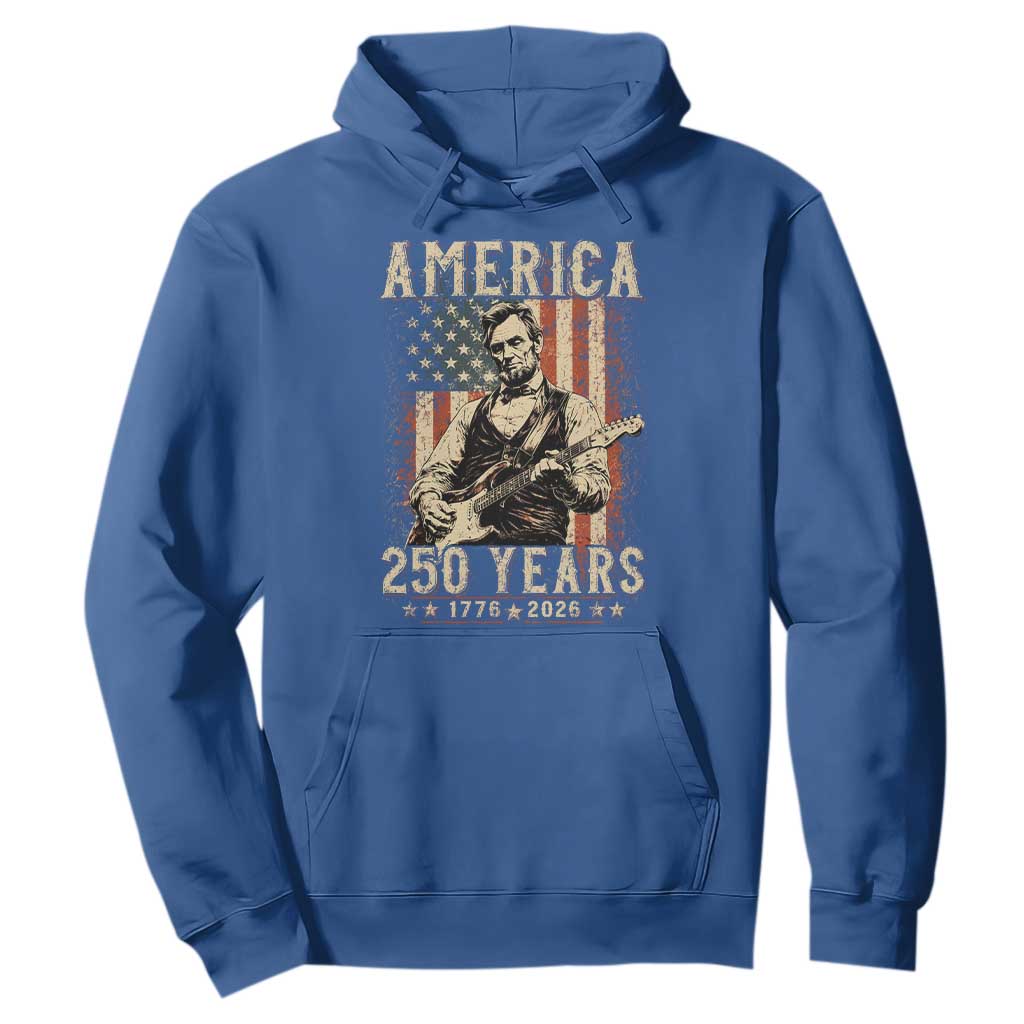 Abraham Lincoln Playing Guitar 4th July US 250th Anniversary Hoodie TS11 Royal Blue Print Your Wear