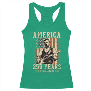 Abraham Lincoln Playing Guitar 4th July US 250th Anniversary Racerback Tank Top TS11 Irish Green Print Your Wear