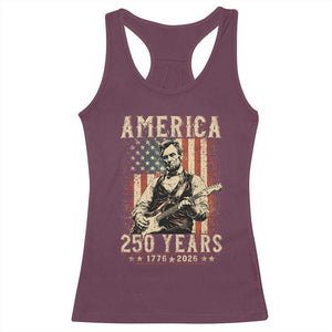 Abraham Lincoln Playing Guitar 4th July US 250th Anniversary Racerback Tank Top TS11 Maroon Print Your Wear