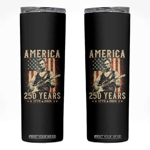 Abraham Lincoln Playing Guitar 4th July US 250th Anniversary Skinny Tumbler TS11 Black Print Your Wear