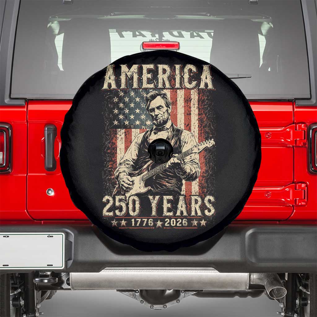 Abraham Lincoln Playing Guitar 4th July US 250th Anniversary Spare Tire Cover TS11 Black Print Your Wear