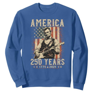 Abraham Lincoln Playing Guitar 4th July US 250th Anniversary Sweatshirt TS11 Royal Blue Print Your Wear