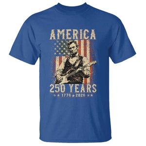 Abraham Lincoln Playing Guitar 4th July US 250th Anniversary T Shirt TS11 Royal Blue Print Your Wear