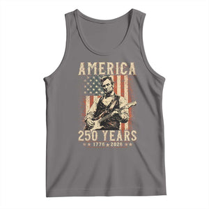 Abraham Lincoln Playing Guitar 4th July US 250th Anniversary Tank Top TS11 Deep Heather Print Your Wear