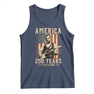 Abraham Lincoln Playing Guitar 4th July US 250th Anniversary Tank Top TS11 Navy Print Your Wear