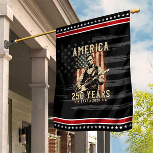 Abraham Lincoln Playing Guitar 4th July US 250th Anniversary Patriotic Garden Flag TS11 Distressed Black Red Print Your Wear