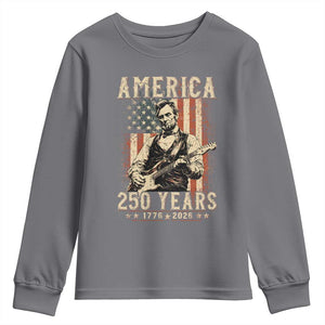 Abraham Lincoln Playing Guitar 4th July US 250th Anniversary Youth Sweatshirt TS11 Charcoal Print Your Wear