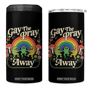Gay The Pray Away Queer Frog LGBTQ 4 in 1 Can Cooler Tumbler TS11 One Size: 16 oz Black Print Your Wear