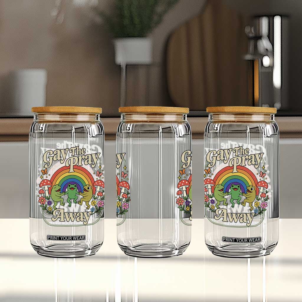 Gay The Pray Away Queer Frog LGBTQ Glass Can TS11 Print Your Wear