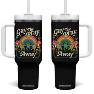 Gay The Pray Away Queer Frog LGBTQ Tumbler With Handle TS11 One Size: 40 oz Black Print Your Wear