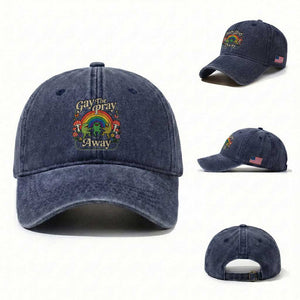 Gay The Pray Away Queer Frog LGBTQ Washed Cotton Baseball Cap TS11 Washed Cap Universal Fit Navy Print Your Wear