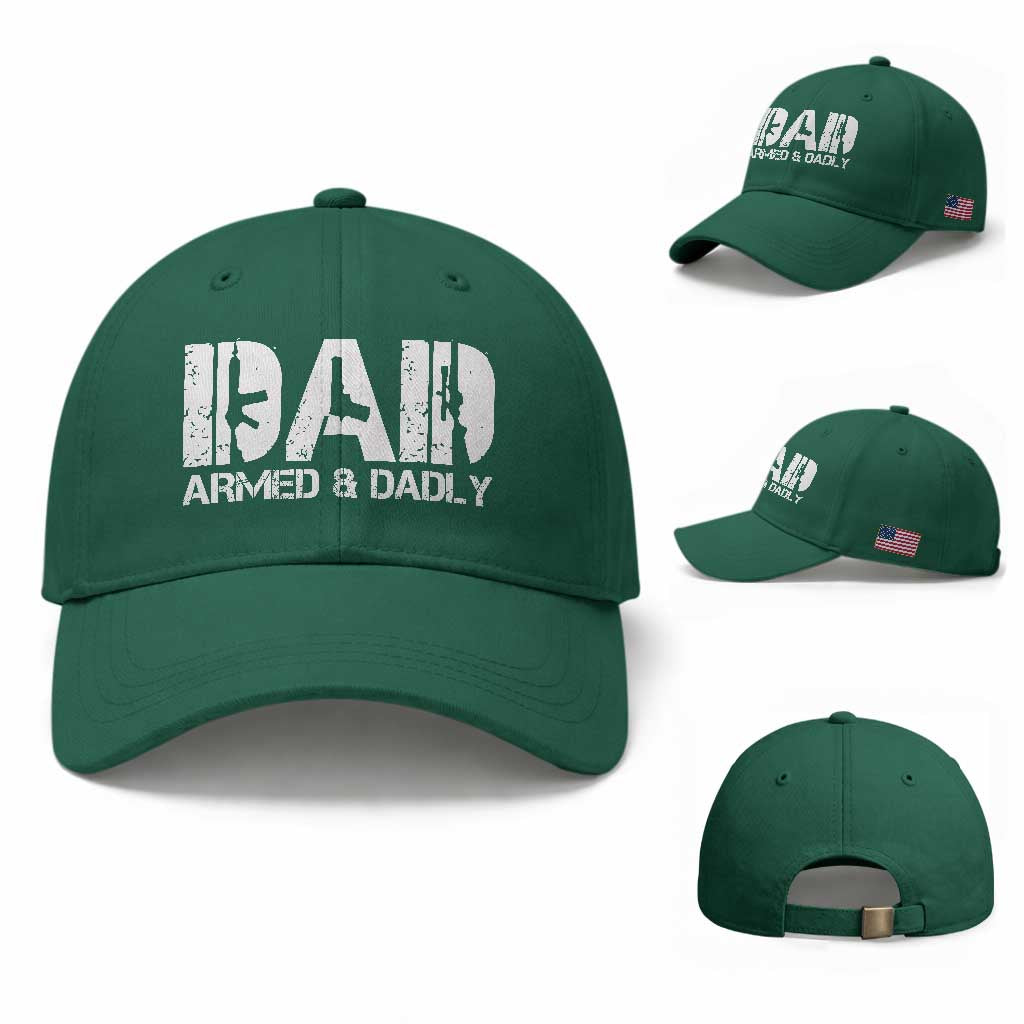 Armed And Dadly Dad Baseball Cap Fathers Day Pro Gun Owner