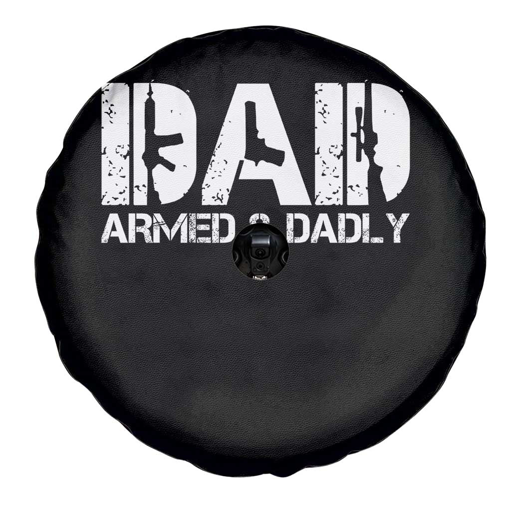 Armed And Dadly Dad Spare Tire Cover Fathers Day Pro Gun Owner