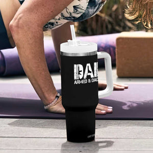 Armed And Dadly Dad Tumbler With Handle Fathers Day Pro Gun Owner