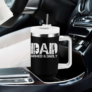 Armed And Dadly Dad Tumbler With Handle Fathers Day Pro Gun Owner