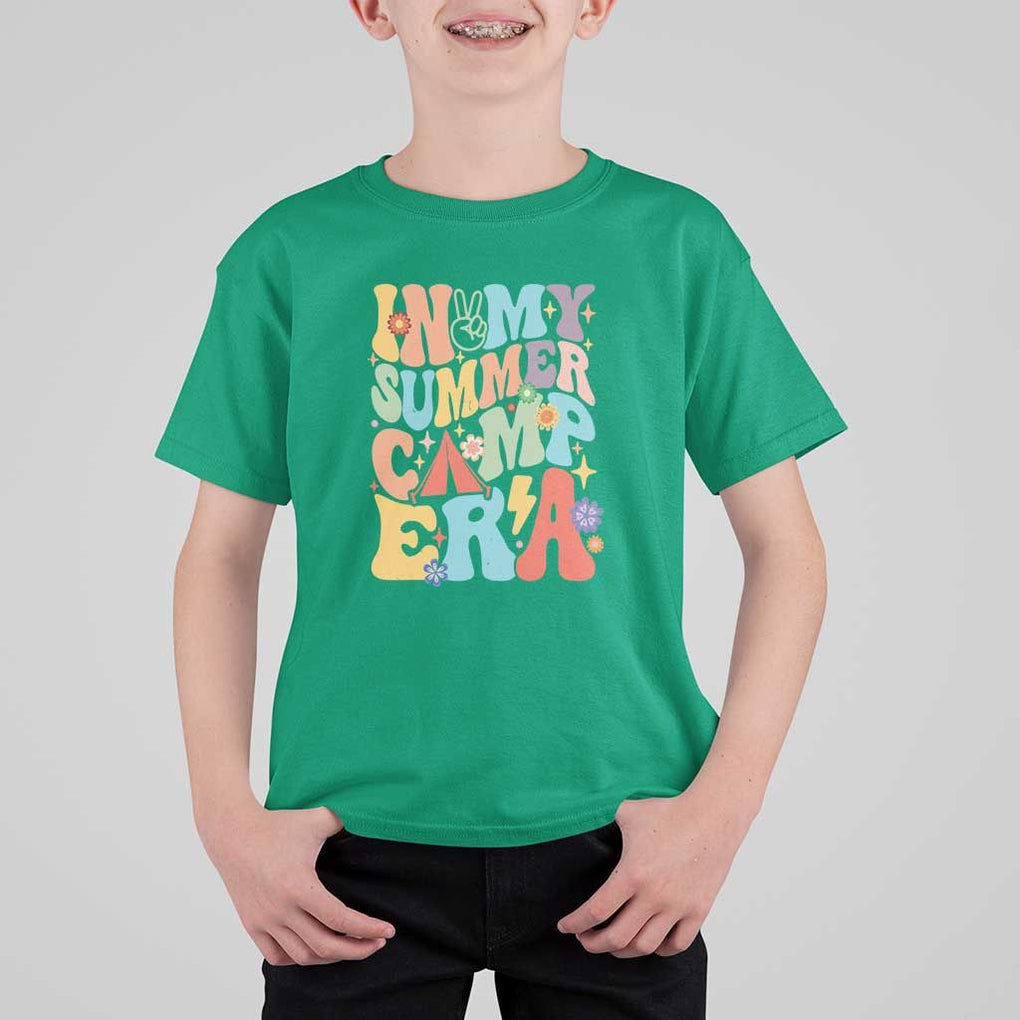 In My Summer Camp Era T Shirt For Kid Camper Retro Groovy Summer Vacation TS11 Irish Green Print Your Wear