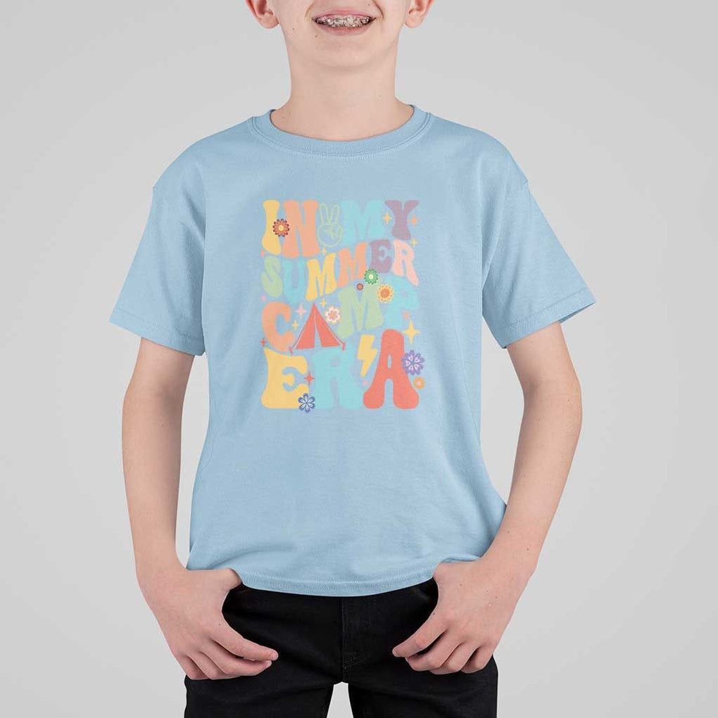 In My Summer Camp Era T Shirt For Kid Camper Retro Groovy Summer Vacation TS11 Light Blue Print Your Wear