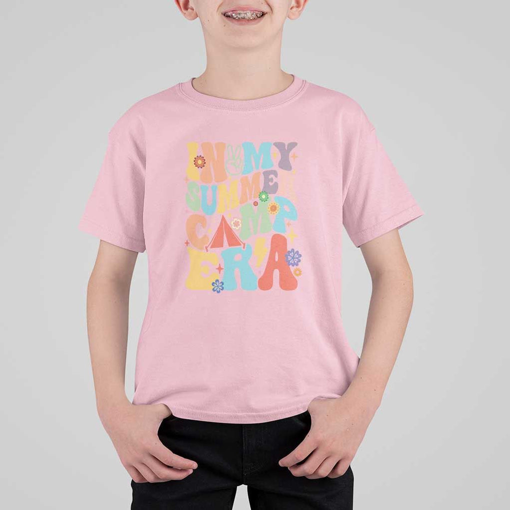 In My Summer Camp Era T Shirt For Kid Camper Retro Groovy Summer Vacation TS11 Light Pink Print Your Wear