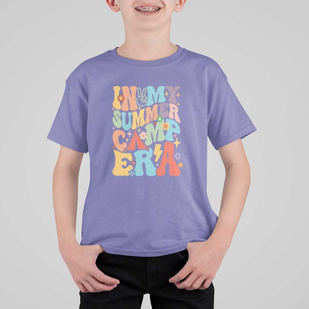 In My Summer Camp Era T Shirt For Kid Camper Retro Groovy Summer Vacation TS11 Violet Print Your Wear