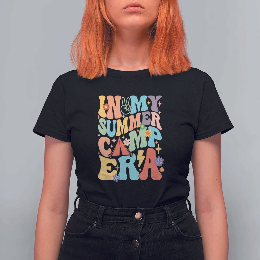 In My Summer Camp Era T Shirt For Women Camper Retro Groovy Summer Vacation TS11 Black Print Your Wear