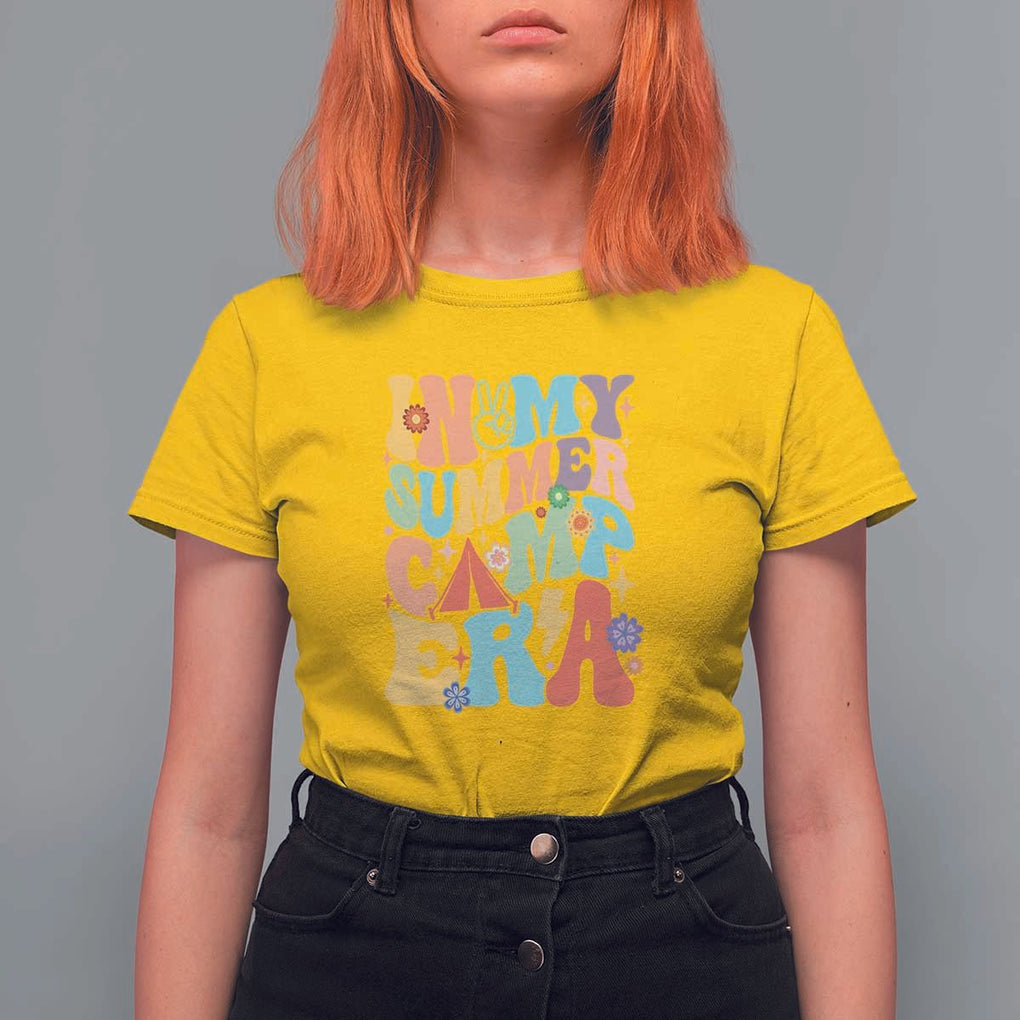In My Summer Camp Era T Shirt For Women Camper Retro Groovy Summer Vacation TS11 Daisy Print Your Wear