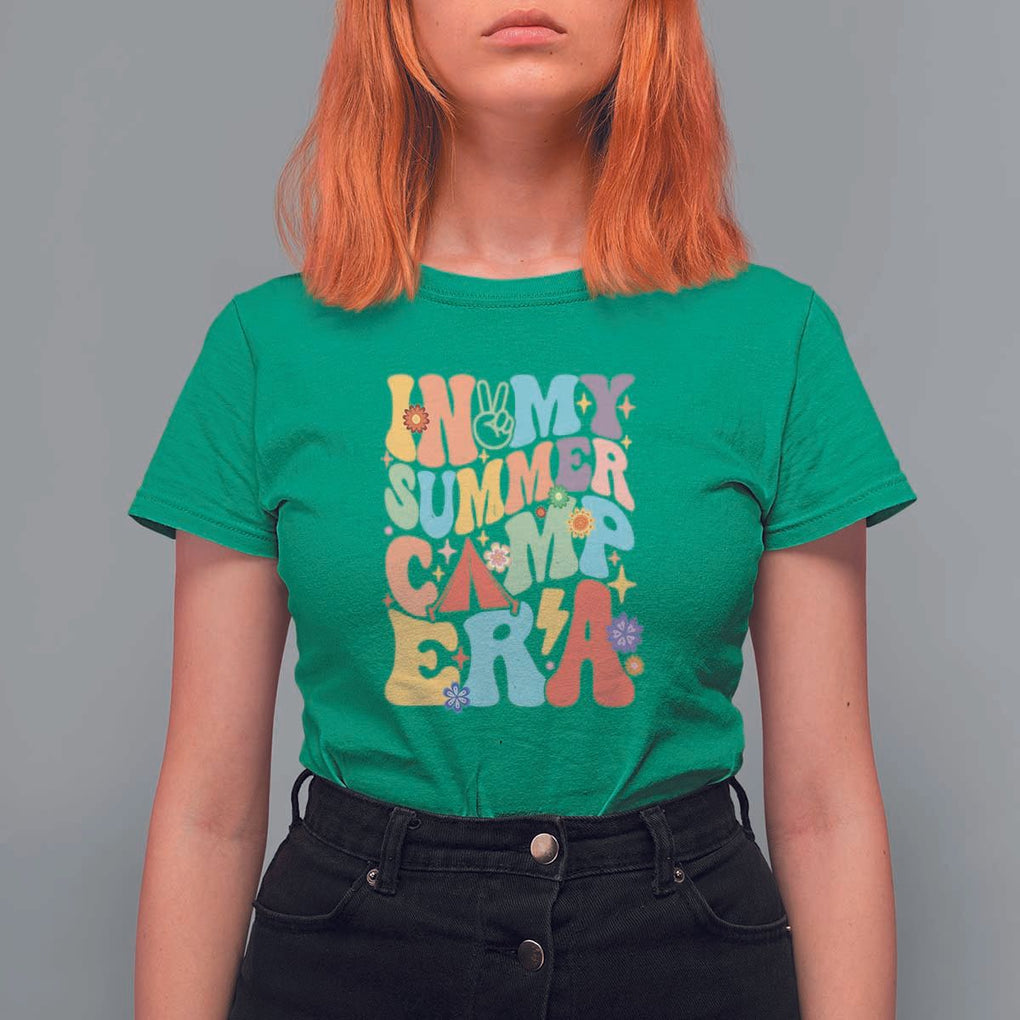 In My Summer Camp Era T Shirt For Women Camper Retro Groovy Summer Vacation TS11 Irish Green Print Your Wear