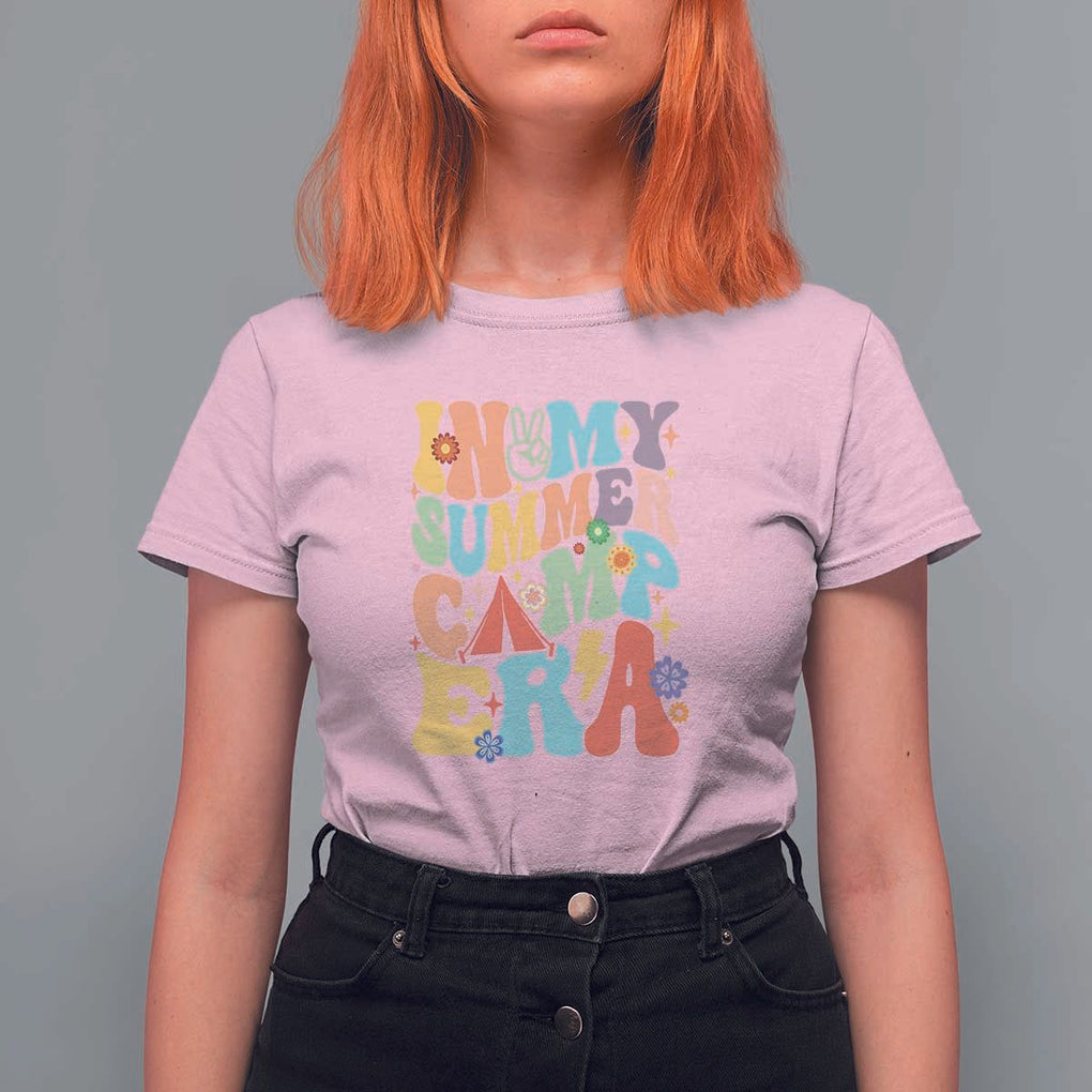 In My Summer Camp Era T Shirt For Women Camper Retro Groovy Summer Vacation TS11 Light Pink Print Your Wear