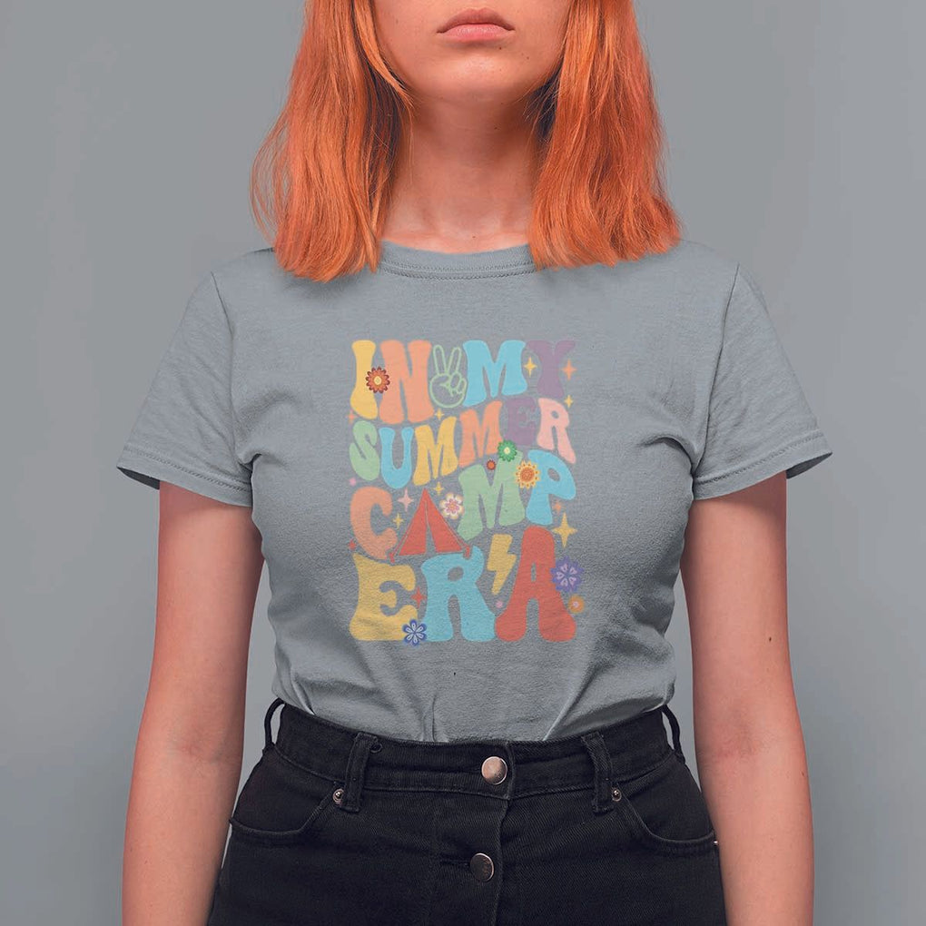 In My Summer Camp Era T Shirt For Women Camper Retro Groovy Summer Vacation TS11 Sport Gray Print Your Wear