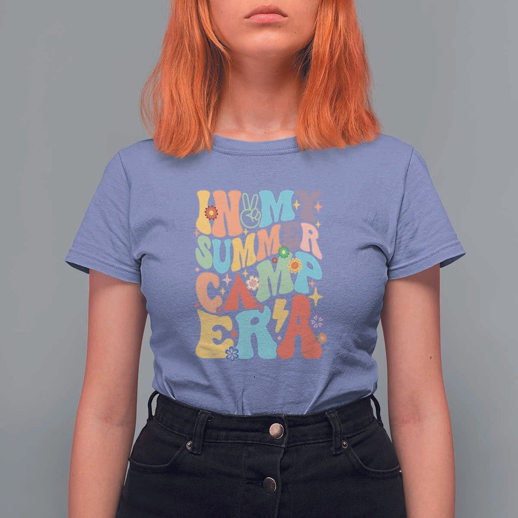 In My Summer Camp Era T Shirt For Women Camper Retro Groovy Summer Vacation TS11 Violet Print Your Wear