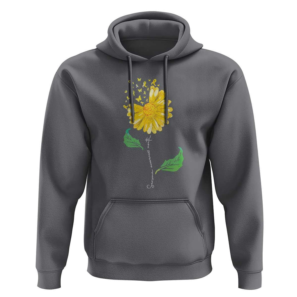 Sarcoma Awareness Hoodie Yellow Ribbon Flower TS11 Charcoal Print Your Wear