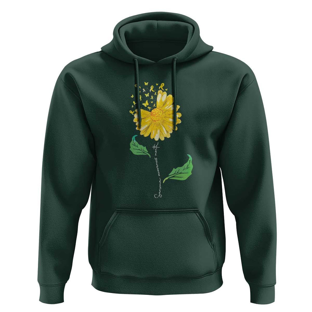 Sarcoma Awareness Hoodie Yellow Ribbon Flower TS11 Dark Forest Green Print Your Wear